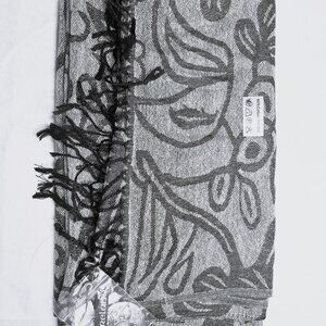 New Irish Cotton and Silk Scarf — Grey Abstract Pattern